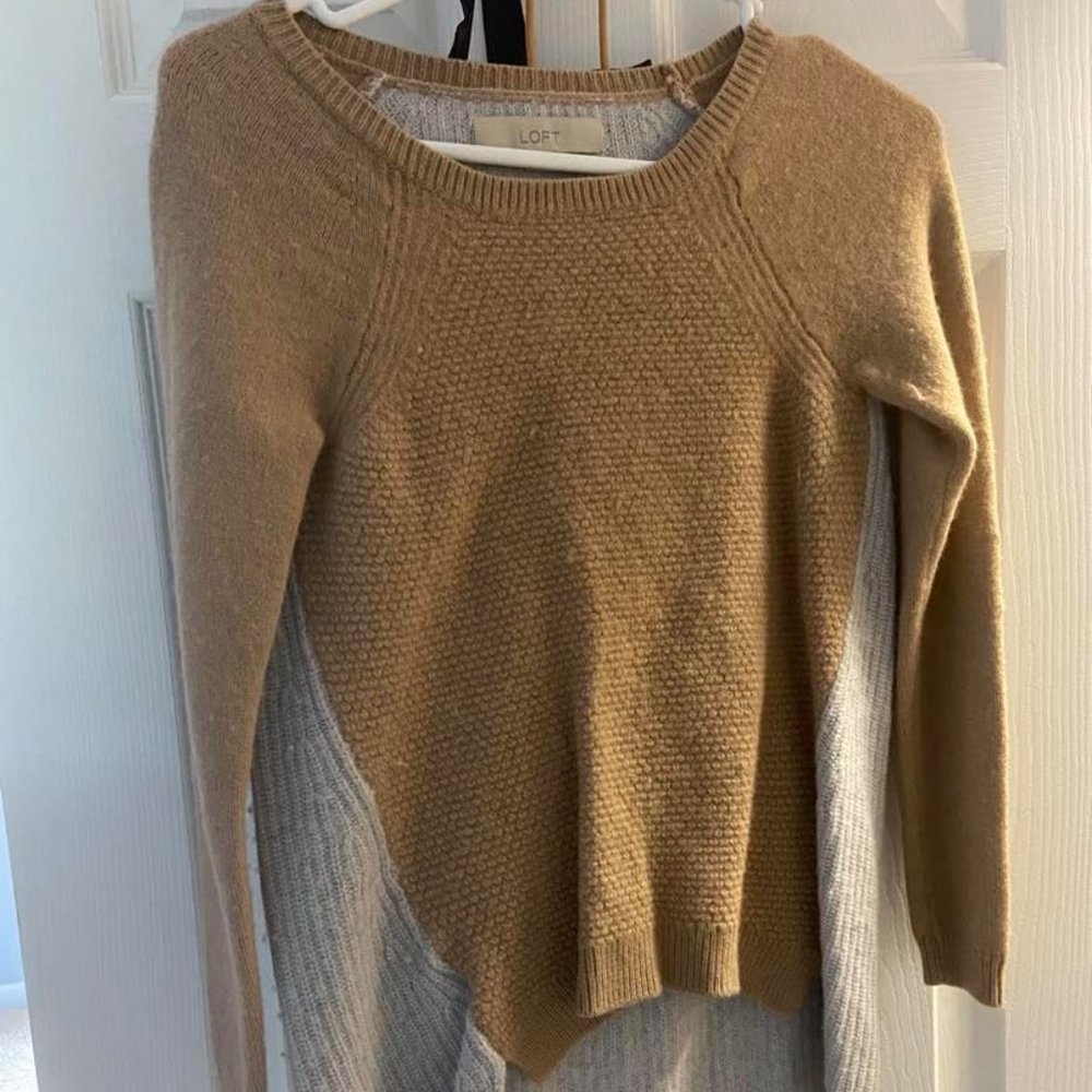 Tan and Grey Loft sweater size small,